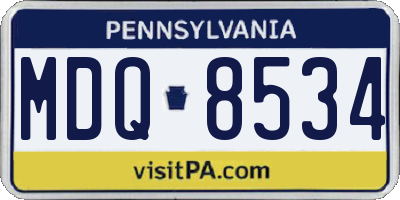 PA license plate MDQ8534
