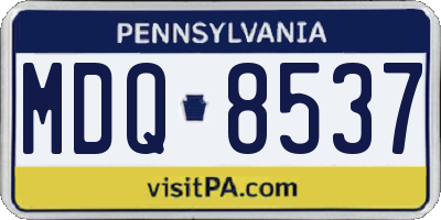 PA license plate MDQ8537