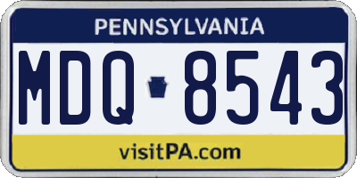 PA license plate MDQ8543