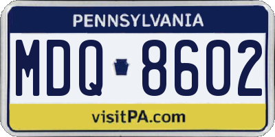 PA license plate MDQ8602