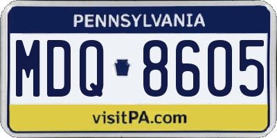 PA license plate MDQ8605