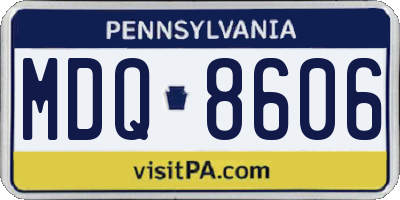PA license plate MDQ8606