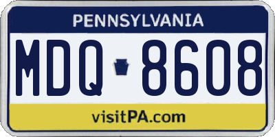 PA license plate MDQ8608