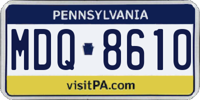 PA license plate MDQ8610