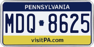 PA license plate MDQ8625