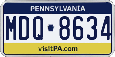 PA license plate MDQ8634