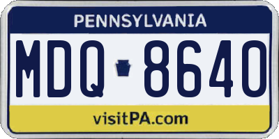 PA license plate MDQ8640