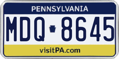 PA license plate MDQ8645