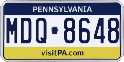 PA license plate MDQ8648