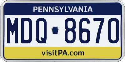 PA license plate MDQ8670