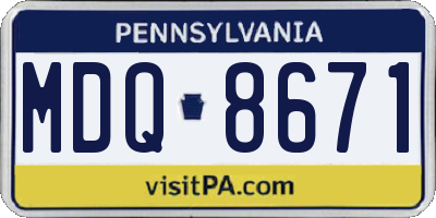 PA license plate MDQ8671