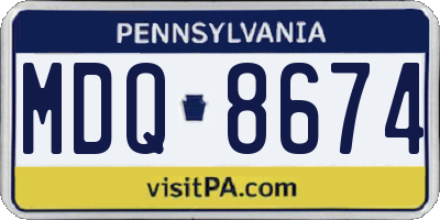 PA license plate MDQ8674
