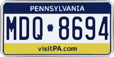 PA license plate MDQ8694