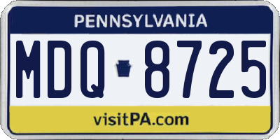 PA license plate MDQ8725