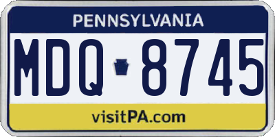 PA license plate MDQ8745