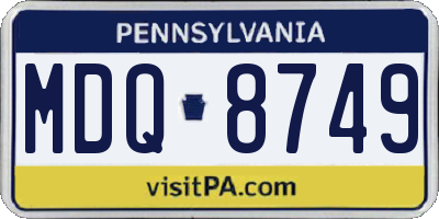 PA license plate MDQ8749