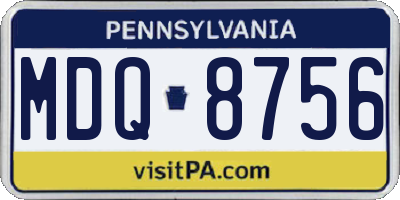 PA license plate MDQ8756