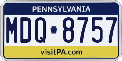 PA license plate MDQ8757