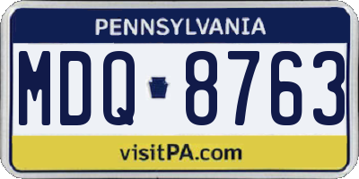 PA license plate MDQ8763