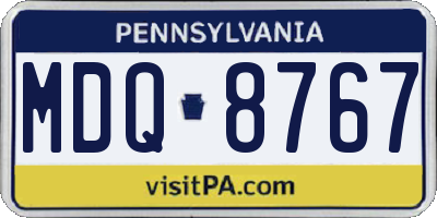 PA license plate MDQ8767