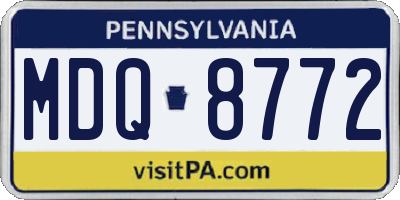 PA license plate MDQ8772