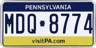 PA license plate MDQ8774
