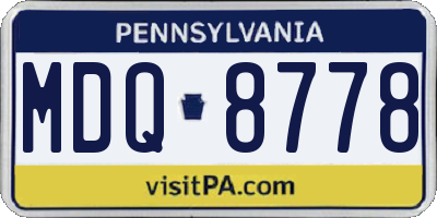 PA license plate MDQ8778