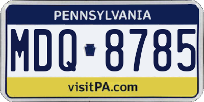 PA license plate MDQ8785
