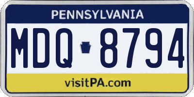 PA license plate MDQ8794