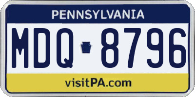 PA license plate MDQ8796