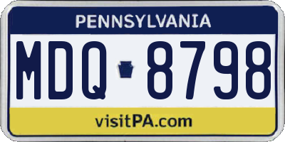 PA license plate MDQ8798