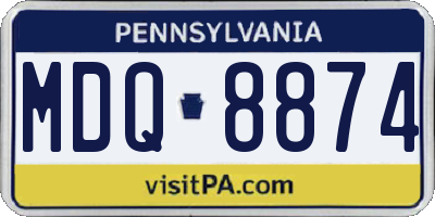 PA license plate MDQ8874