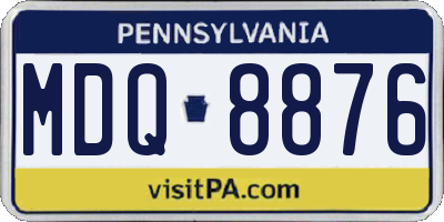 PA license plate MDQ8876
