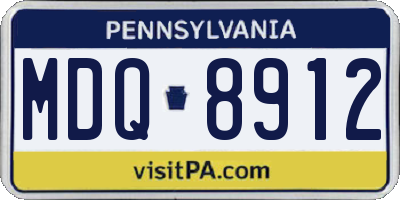 PA license plate MDQ8912
