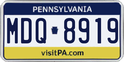 PA license plate MDQ8919