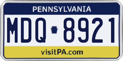 PA license plate MDQ8921