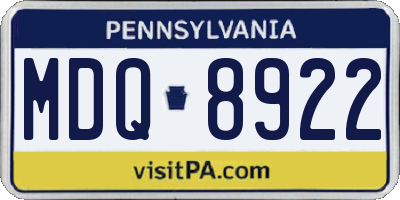 PA license plate MDQ8922