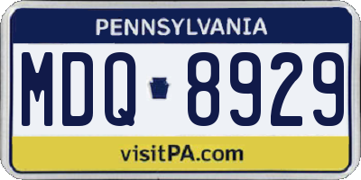 PA license plate MDQ8929