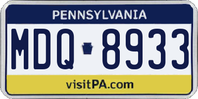 PA license plate MDQ8933