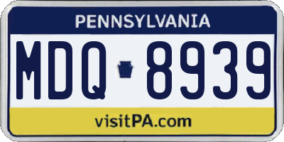 PA license plate MDQ8939