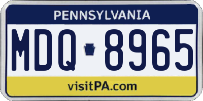 PA license plate MDQ8965
