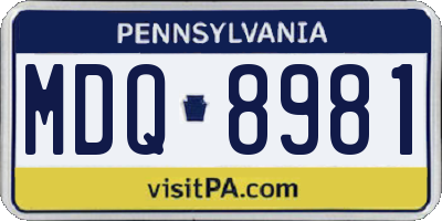 PA license plate MDQ8981