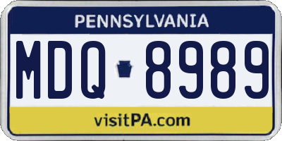 PA license plate MDQ8989