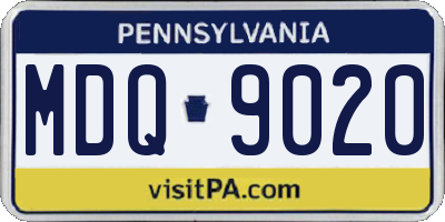 PA license plate MDQ9020