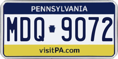 PA license plate MDQ9072