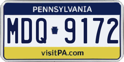 PA license plate MDQ9172