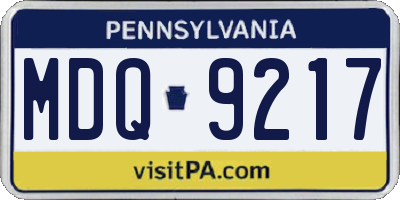 PA license plate MDQ9217