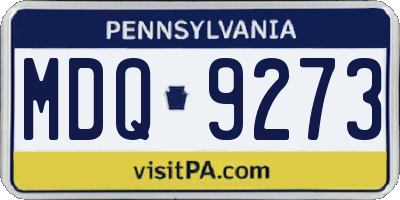 PA license plate MDQ9273