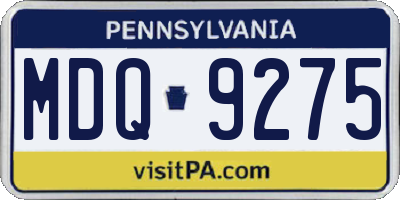 PA license plate MDQ9275