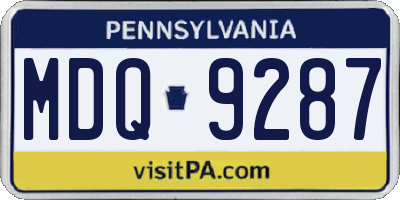 PA license plate MDQ9287